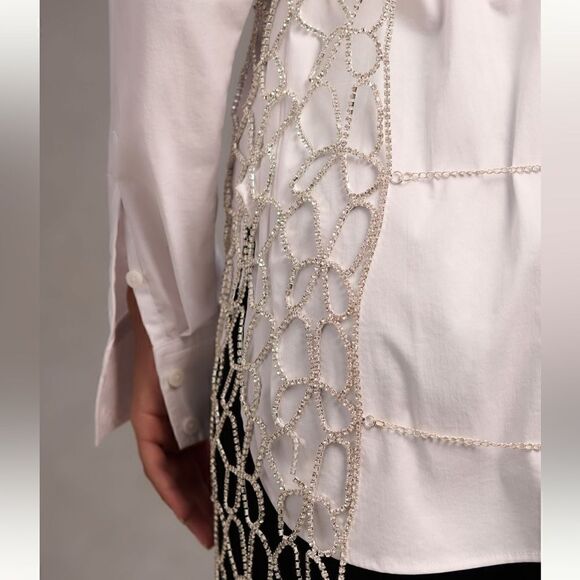 New Anthropologie Rhinestone Tunic Crystal Vest - Picture 3 of 13